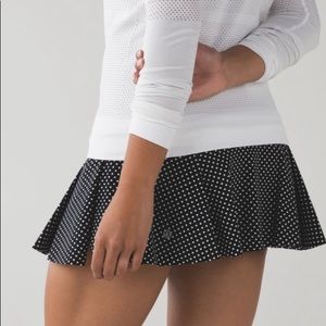 Lululemon skirt | black and white polka dots | blue shorts under | size 8